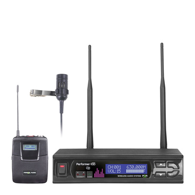 Parallel Lapel wireless system package. LCD menu driven display, balanced XLR output 520MHz